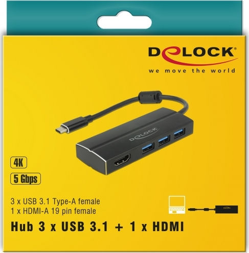 DeLock USB-C Docking Station με HDMI 4K Μαύρο (63931) - Image 2