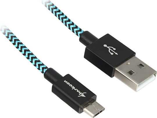 Sharkoon Braided USB 2.0 to micro USB Cable Μπλε 0.5m 1τμχ