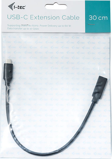i-tec USB 3.0 Cable USB-C male - USB-C female 60W Μαύρο 0.3m (C31EXTENDCBL) - Image 3