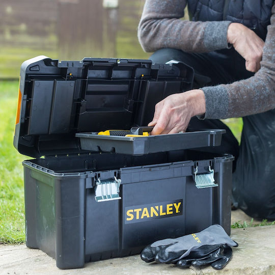 Stanley Essential Εργαλειοθήκη Χειρός Πλαστική με Ταμπακιέρα Π48.2xB25.4xΥ25cm STST1-75521 με Μεταλλικό Κλιπ - Image 5