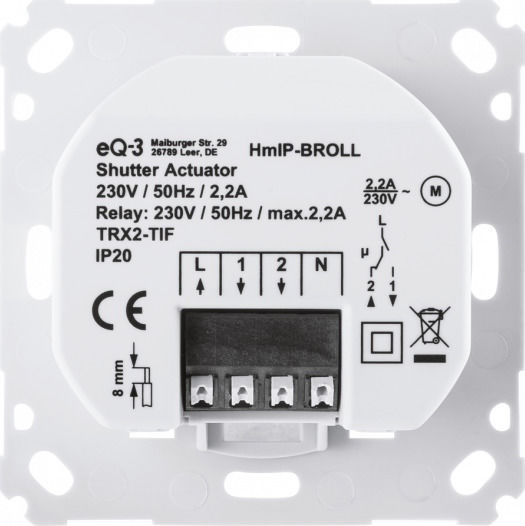 HomeMatic HmIP-BROLL Ενδιάμεσος Διακόπτης RF σε Λευκό Χρώμα 151322A0 - Image 2