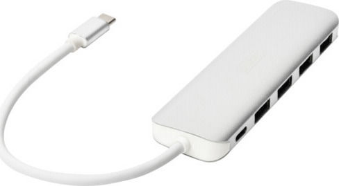 Digitus USB 3.0 Hub 5 Θυρών με σύνδεση USB-C & Θύρα Φόρτισης Ασημί (DA-70242-1) - Image 2