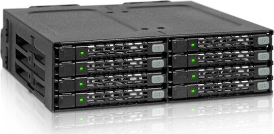 Icy Dock ToughArmor Rugged Full Metal 8-Bay 2.5 Inch SATA HDD/SSD (7mm) Backplane Cage for External 5.25 Inch Bay Μαύρο MB998SP-B - Image 2