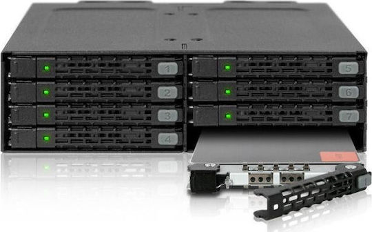 Icy Dock ToughArmor Rugged Full Metal 8-Bay 2.5 Inch SATA HDD/SSD (7mm) Backplane Cage for External 5.25 Inch Bay Μαύρο MB998SP-B - Image 3