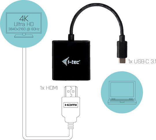i-tec USB-C HDMI Adapter 4K/60 Hz Μετατροπέας USB-C male σε HDMI female 1τμχ - Image 4