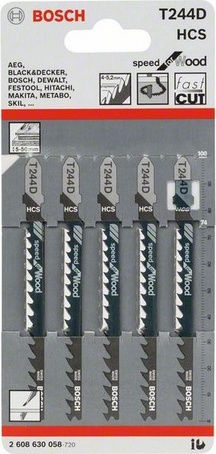 Bosch T244D Λάμες Speed for Wood για Ξύλο 75mm 5τμχ
