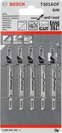 Bosch T101AOF Λάμες Clean for Hard Wood για Ξύλο 83mm 5τμχ