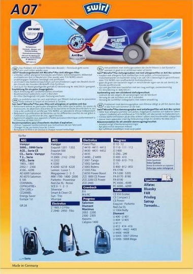 Swirl A07 Σακούλες Σκούπας 4τμχ Συμβατή με Σκούπα AEG / Electrolux - Image 2