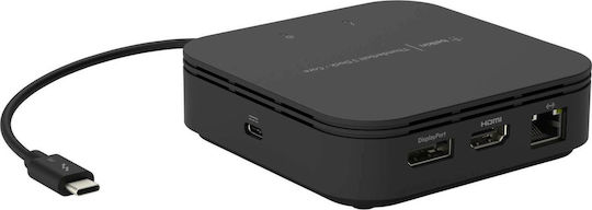 Belkin Thunderbolt 3 Dock Core Thunderbolt 3 Docking Station με HDMI/DisplayPort 4K PD Ethernet και συνδεση 2 Οθονών Μαύρο