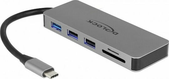 DeLock USB-C Docking Station με HDMI 4K PD Ασημί (87743)