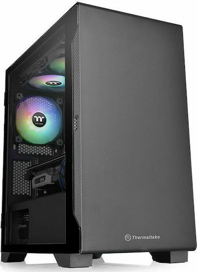 Thermaltake S100 Tempered Glass Micro Chassis Micro Tower Κουτί Υπολογιστή με Πλαϊνό Παράθυρο Μαύρο