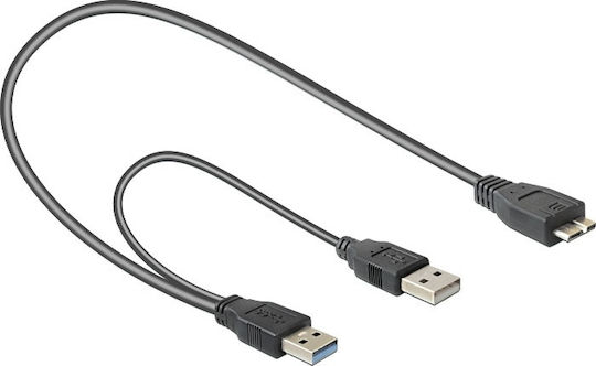 DeLock Regular USB 3.0 to micro USB Cable Μαύρο 0.2m (82909)