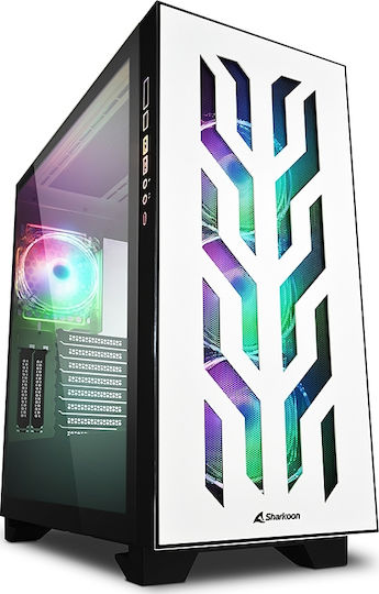Sharkoon Elite Shark CA300T Gaming Midi Tower Κουτί Υπολογιστή με Πλαϊνό Παράθυρο και RGB Φωτισμό Λευκό - Image 2