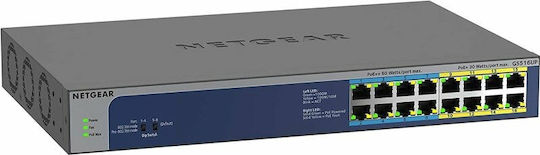 NetGear GS516UP Unmanaged L2 PoE+ Switch με 16 Θύρες Gigabit (1Gbps) Ethernet - Image 2