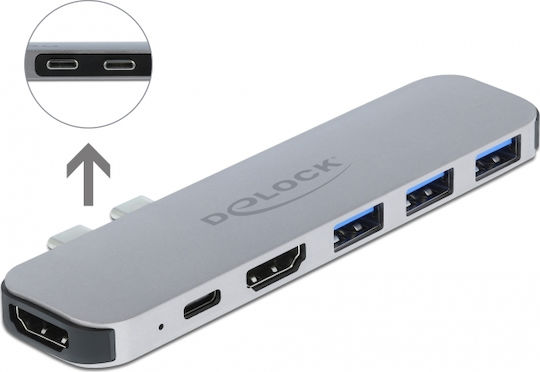 DeLock Docking Station με Διπλό USB-C HDMI 4K PD Γκρι (87753) - Image 5
