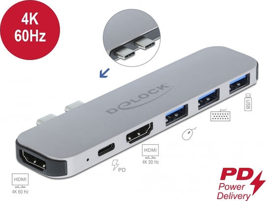 DeLock Docking Station με Διπλό USB-C HDMI 4K PD Γκρι (87753) - Image 8