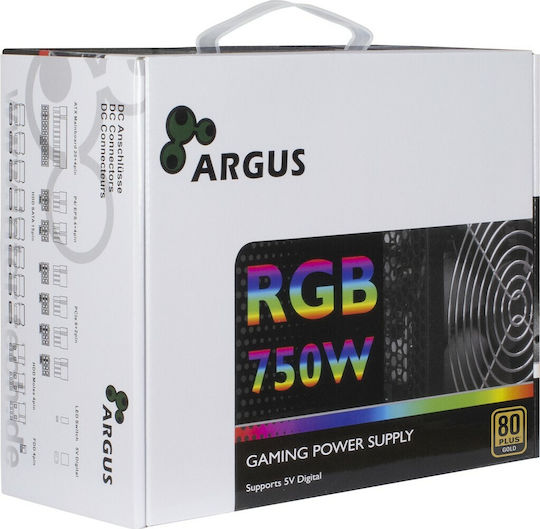 Inter-Tech Argus RGB-750W CM II 750W Μαύρο Τροφοδοτικό Υπολογιστή Semi Modular 80 Plus Gold - Image 2