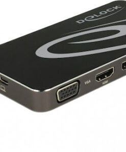 DeLock USB-C Docking Station με HDMI/DisplayPort 4K PD και συνδεση 3 Οθονών Μαύρο (87773)