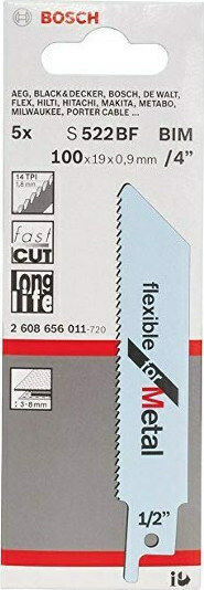 Bosch S 522 BF Λάμες Flexible for Metal για Μέταλλο 100mm 5τμχ - Image 2