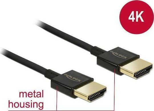 DeLock HDMI 2.0 Cable HDMI male - HDMI male 3m Μαύρο (84774) - Image 2