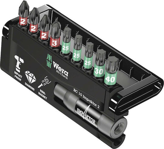 Wera Σετ 10 Μύτες Κατσαβιδιού Bit-Check 10 Impaktor 2 05057682001