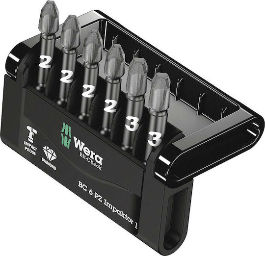 Wera Σετ 6 Μύτες Κατσαβιδιού Αστέρι Bit Check 6 PZ Impaktor 1 05057692001