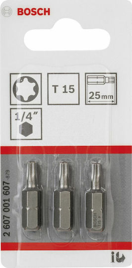 Bosch Σετ 3 Μύτες Κατσαβιδιού Torx 2607001607