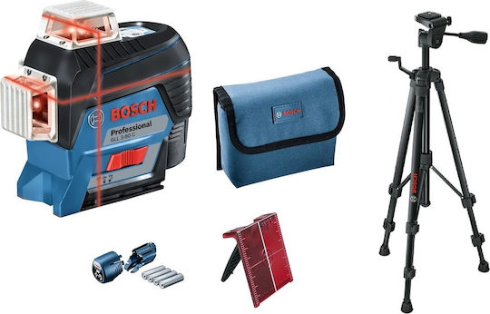 Bosch GLL 3-80 C Professional Αυτορυθμιζόμενο Γραμμικό Αλφάδι Laser Κόκκινης Δέσμης 12V με Εύρος Εργασίας 30m