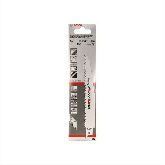 Bosch S610VF Λάμες Heavy for Wood and Metal για Μέταλλο και Ξύλο 5τμχ - Image 3