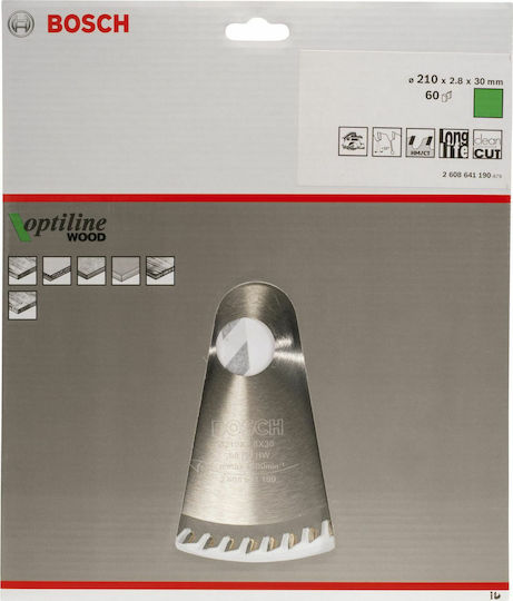 Bosch OP WO H Δίσκος Κοπής Ξύλου με 60 Δόντια 210mm 2608641190 - Image 2