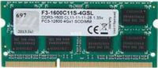 G.Skill DDR3 με Module 1x4GB και Ταχύτητα 1600 για Laptop F3-1600C11S-4GSL - Image 2