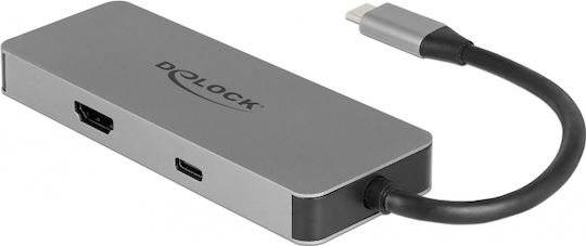 DeLock USB-C Docking Station με HDMI 4K PD Ασημί (87743) - Image 2