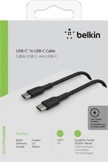 Belkin Braided USB 2.0 Cable USB-C male - USB-C 60W Μαύρο 1m (CAB004bt1MBK) - Image 5