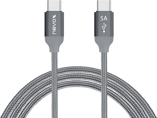 Nevox Braided USB 2.0 Cable USB-C male - USB-C 100W Γκρι 1m (TC-1653) - Image 3