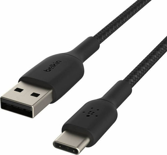 Belkin Braided USB 2.0 Cable USB-C male - USB-A 15W Μαύρο 1m (CAB002bt1MBK) - Image 2