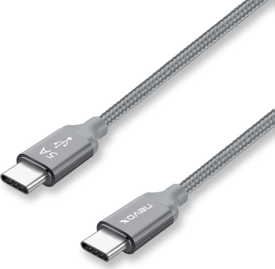 Nevox Braided USB 2.0 Cable USB-C male - USB-C 100W Γκρι 2m (1654) - Image 2