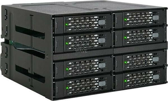 Icy Dock ToughArmor Rugged Full Metal 8-Bay 2.5 Inch SAS/SATA SSD/HDD Backplane Cage for 2x External 5.25 Inch Bay Μαύρο MB508SP-B - Image 2