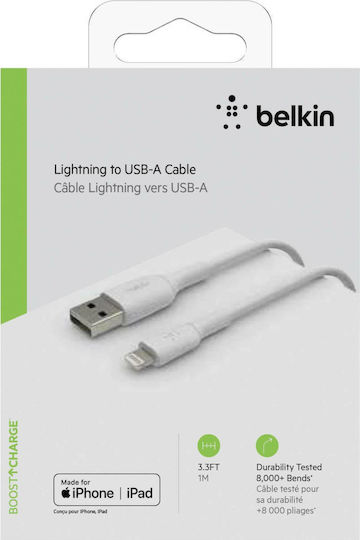 Belkin Regular USB to Lightning Cable Λευκό 1m (CAA001bt1MWH) - Image 2