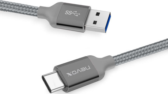 Nevox Braided USB 3.0 Cable USB-C male - USB-A male Γκρι 2m (1480) - Image 2