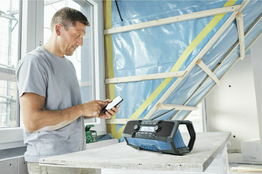 Bosch GPB 18V-2 SC Επιτραπέζιο Ραδιόφωνο Επαναφορτιζόμενο DAB+ με Bluetooth και USB Μπλε - Image 4