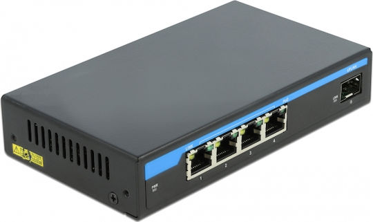 DeLock 87765 Unmanaged L2 PoE+ Switch με 4 Θύρες Gigabit (1Gbps) Ethernet και 1 SFP Θύρα