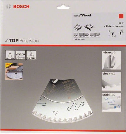 Bosch Πριονόδισκος Δίσκος Κοπής Ξύλου με 60 Δόντια 250mm 2608642112 - Image 2