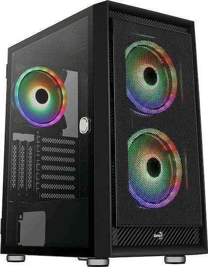 Aerocool Graphite ARGB Gaming Midi Tower Κουτί Υπολογιστή με Πλαϊνό Παράθυρο Μαύρο