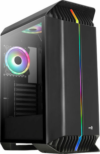 Aerocool Gladiator Duo Gaming Midi Tower Κουτί Υπολογιστή με Πλαϊνό Παράθυρο και RGB Φωτισμό Μαύρο