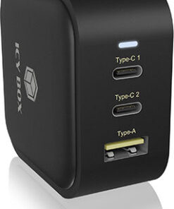 Alternative view of Icy Box Φορτιστής Χωρίς Καλώδιο με Θύρα USB-A και 2 Θύρες USB-C 65W Power Delivery Μαύρος (IB-PS103-PD)