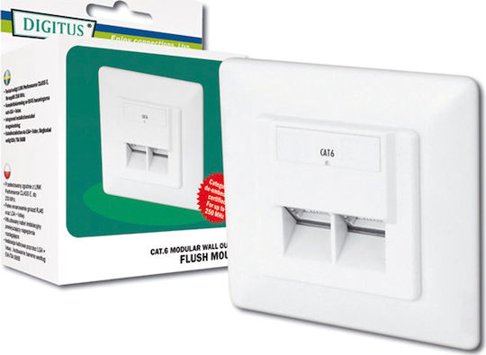 Digitus Διπλή Πρίζα Δικτύου RJ45 με Πλαίσιο Τύπου Cat6 σε Λευκό Χρώμα DN-9005-N - Image 2