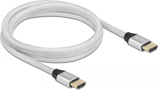 DeLock Braided Cable HDMI male - HDMI male 2m Ασημί 85367 - Image 2