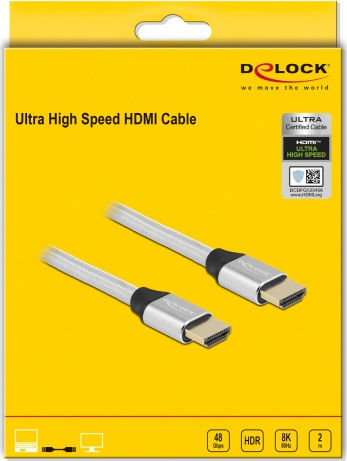 DeLock Braided Cable HDMI male - HDMI male 2m Ασημί 85367 - Image 3