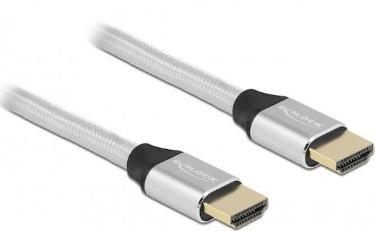DeLock Braided Cable HDMI male - HDMI male 3m Ασημί 85368