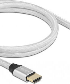 Alternative view of DeLock Braided Cable HDMI male - HDMI male 1m Ασημί 85366
